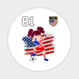 American USA Flag Soccer Jersey Favorite Lucky Number 81 Women Men Magnet